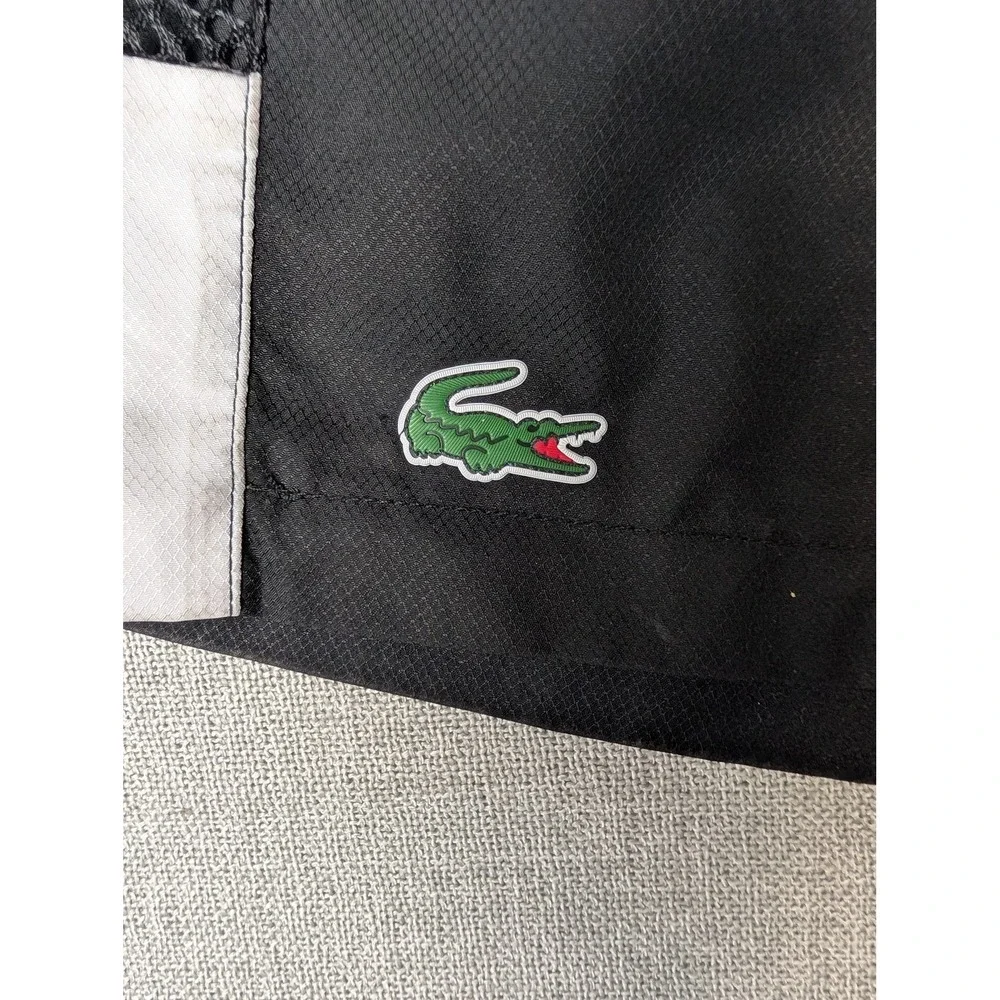 Lacoste Sport Athletic Shorts Mens L Black Polyester Mesh Stripe GH353T